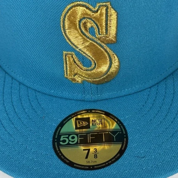 Seattle Mariners‎ New Era 59FIFTY Fitted Hat 7 3/8 Teal 40th Anniversary Patch